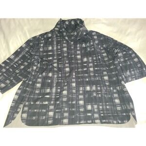 Elemente Clemente Women Grey Abstract Grid Cowl Neck Techno Fabric Top Size 3 L